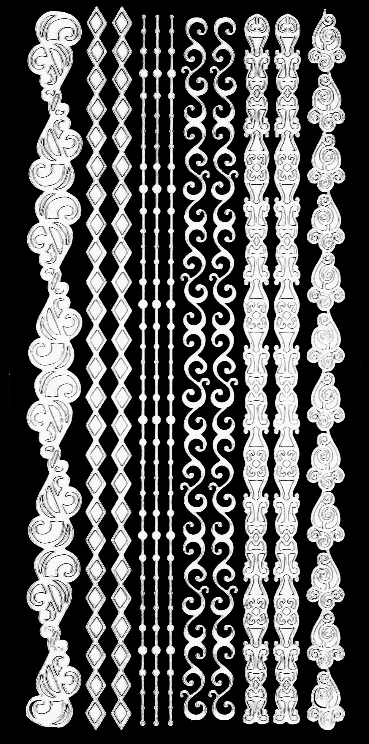 White Fancy Border Dazzles Stickers